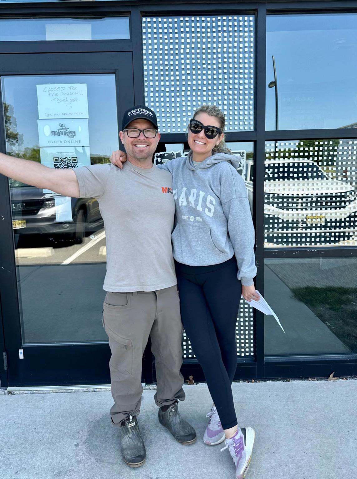 Brady and Amanda on the day they signed the lease to their first brick and mortar!!